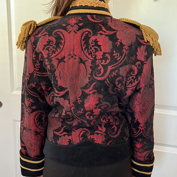 Vintage Shrine of Hollywood crop band military style red crop fitted jacket S M - Picture 8 of 10